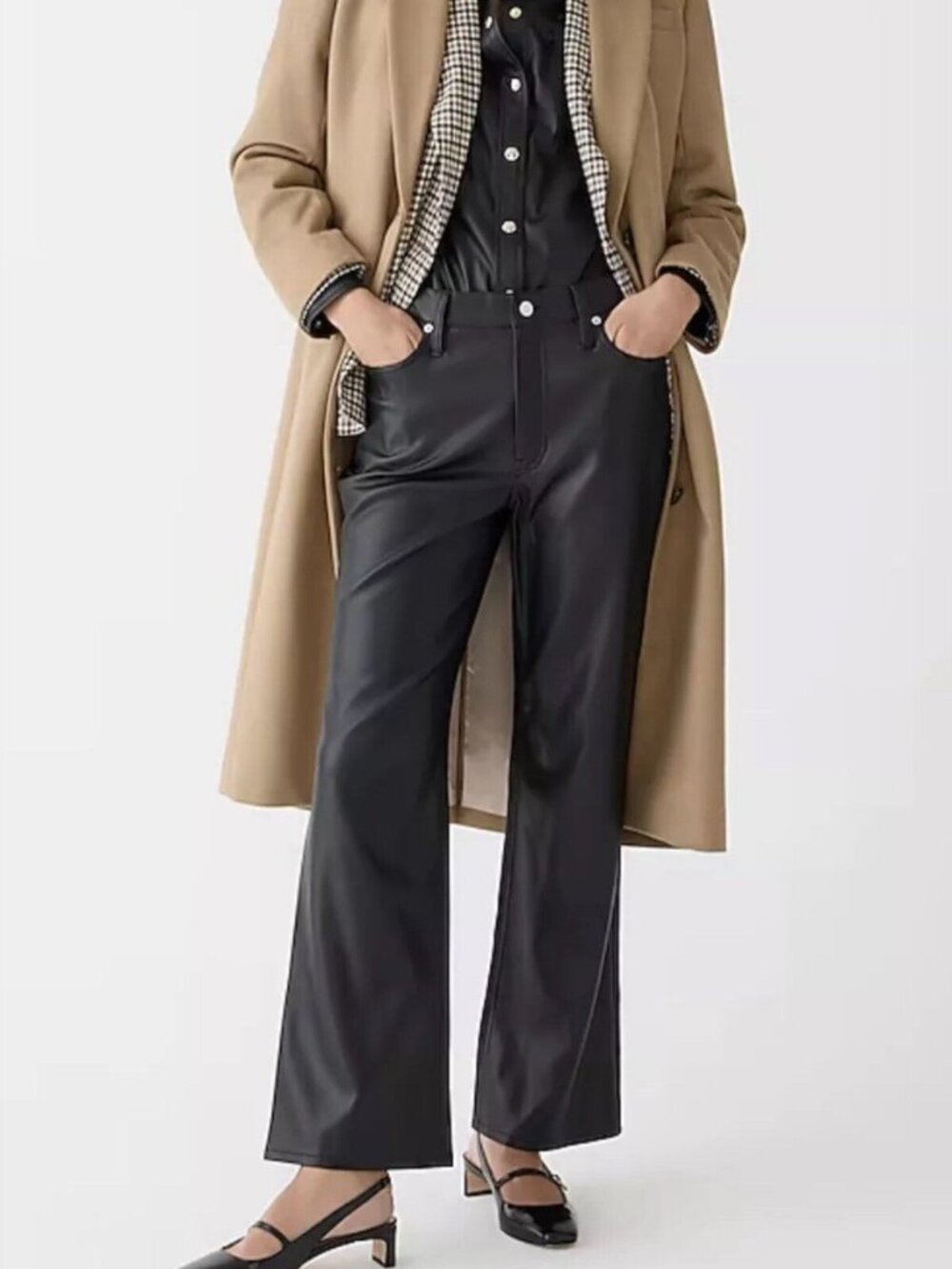 J.Crew Slim Wide Leg Faux Leather Trousers Sz 34
